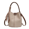 Fashionable Women's Bucket Bag Stylish Solid Color Woven Effect Handbag