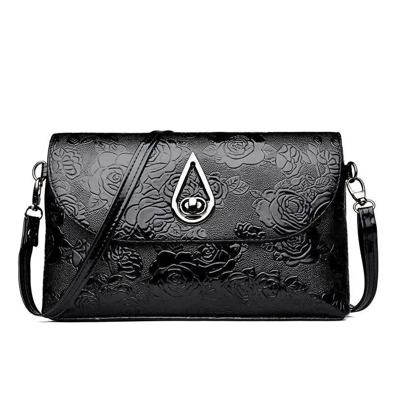 Evening Party Clutch Rose Flower Embossed Sling Bags Elegant Shoulder Purse