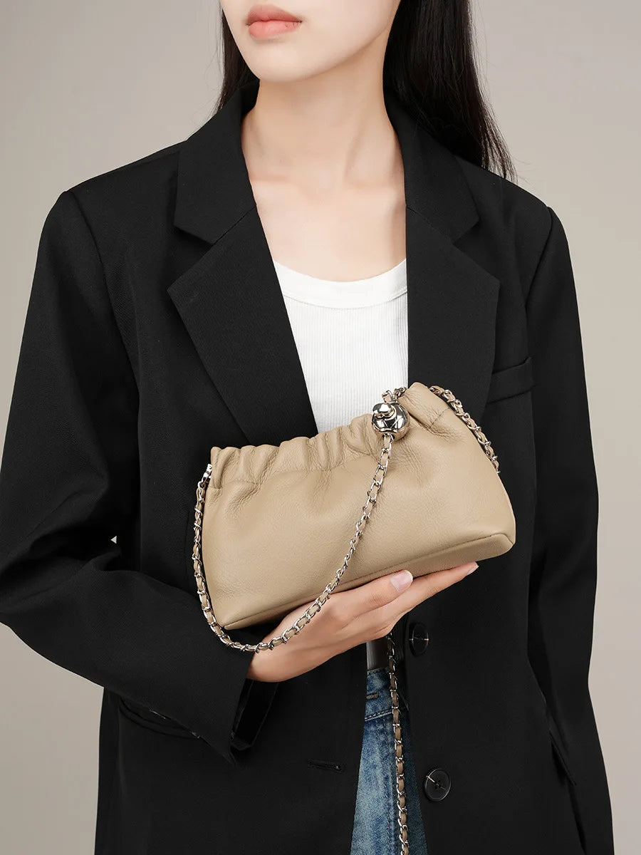 Genuine Leather Women Shoulder Bags Luxury Brand Small Chain Flap Bags