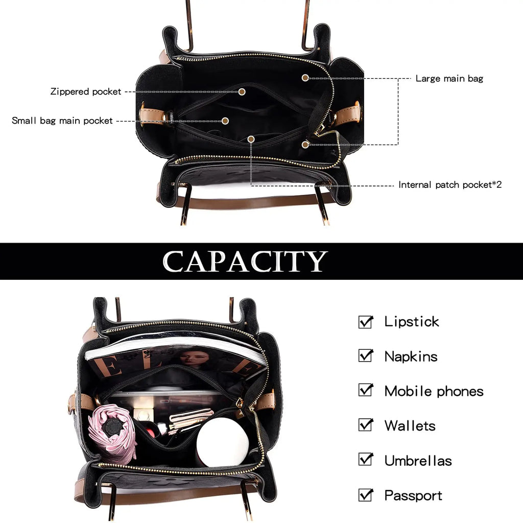 Floral Handbags Purses Women Tote Bag Embossed Leather Top Handle Handbag