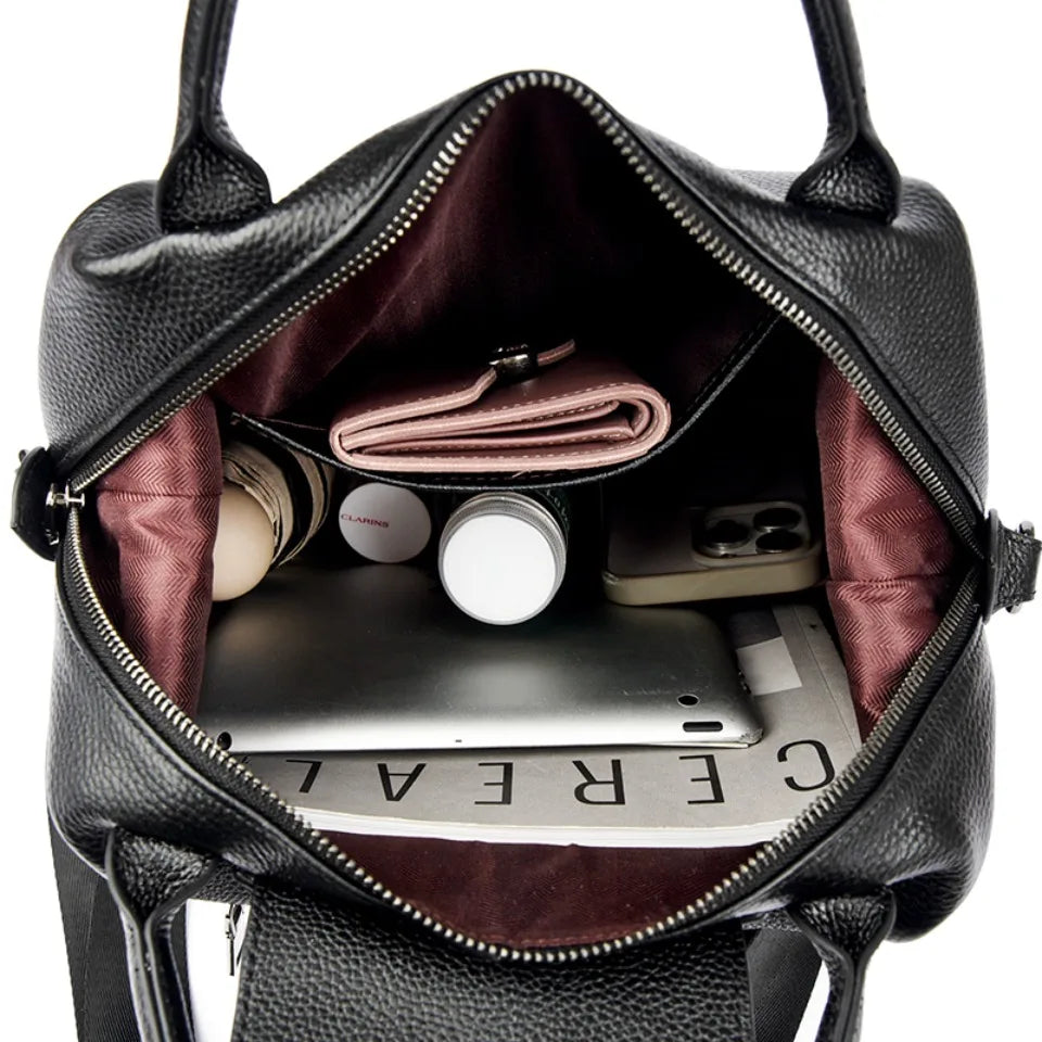 100% Genuine Cowhide Leather Backpack Large Capacity
