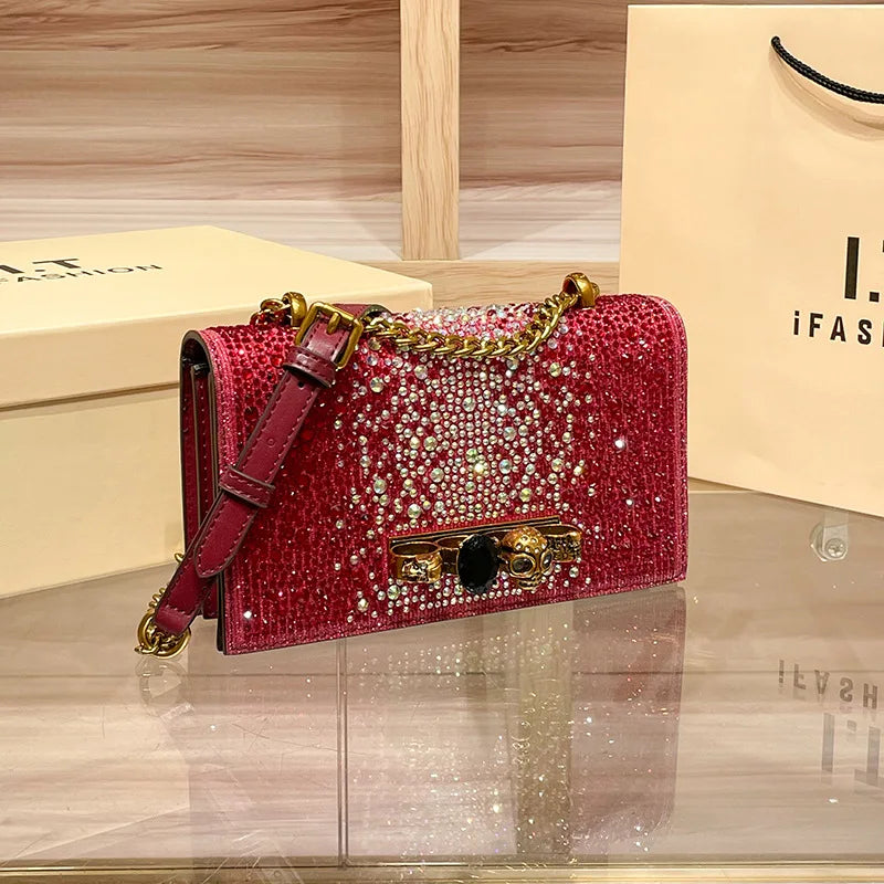 Rhinestone Clutch Small Square Exquisite Crossbody Bag