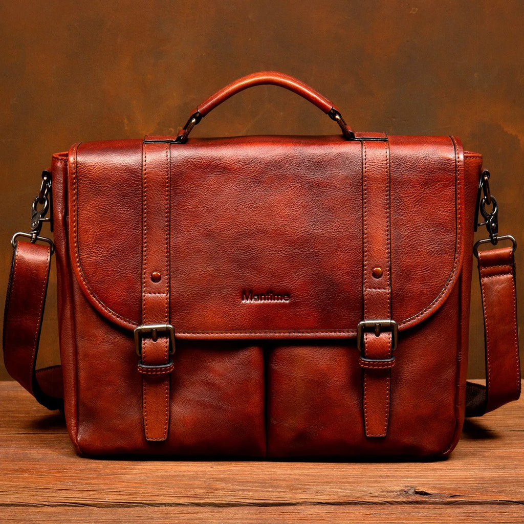 Genuine Leather Handbag Men's Business Commute Document Bag