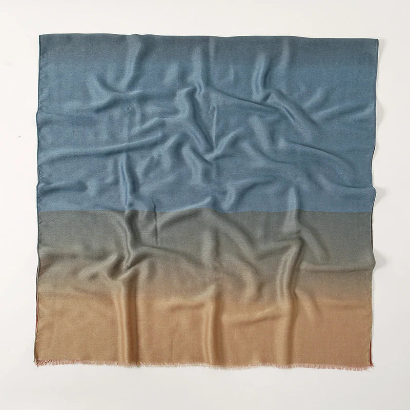Elegant Soft Color Collision Gradient Viscose Long Scarf