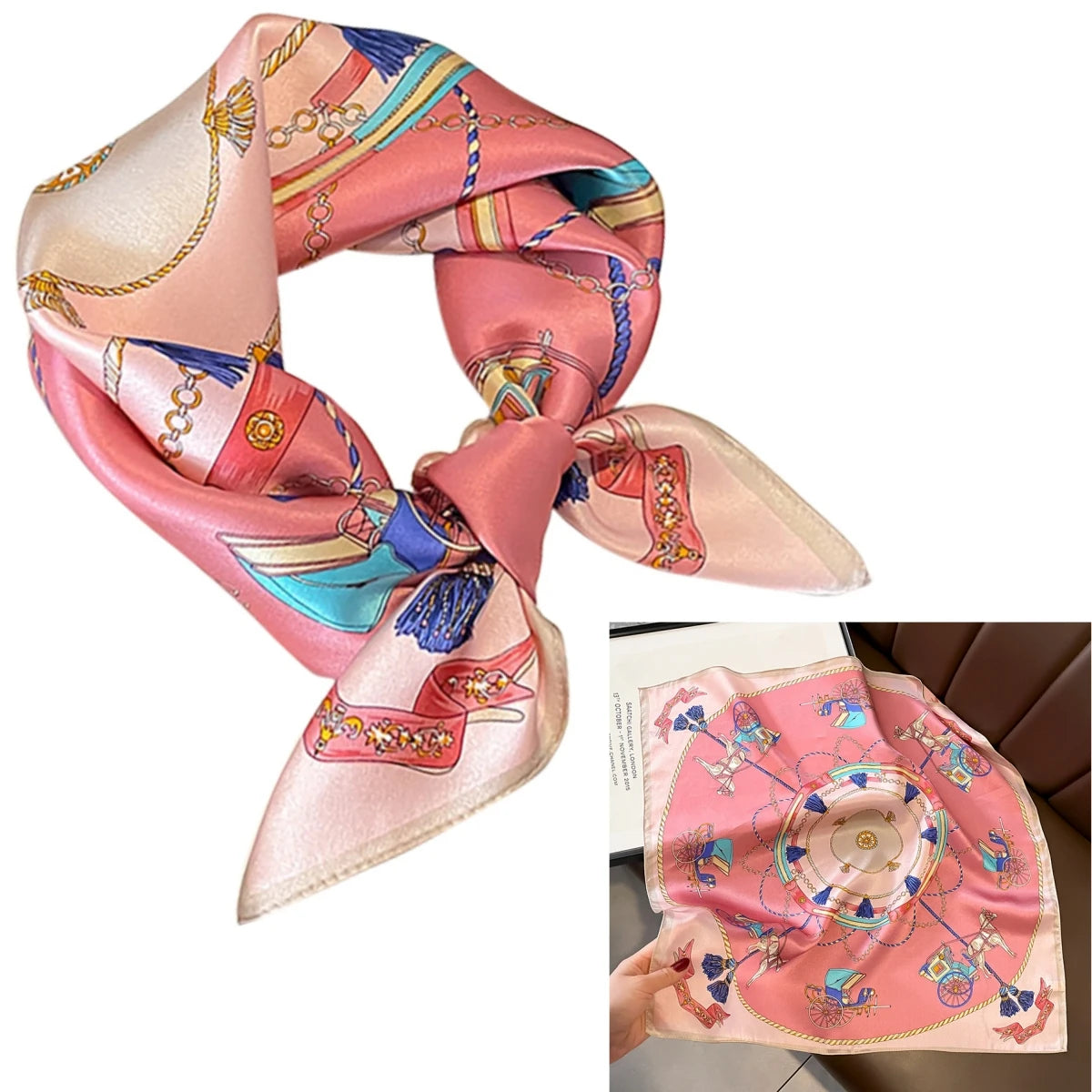 Women 100% Mulberry Real Silk Scarf 53cm