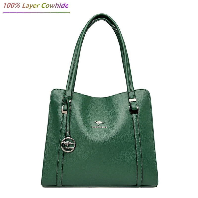 Genuine Soft Leather Handbags for Women Vintage Shoulder Tote Bag Luxury Design