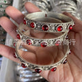 Vintage Engraving Open Women's White Copper Silver-Plated Stylish Bracelet