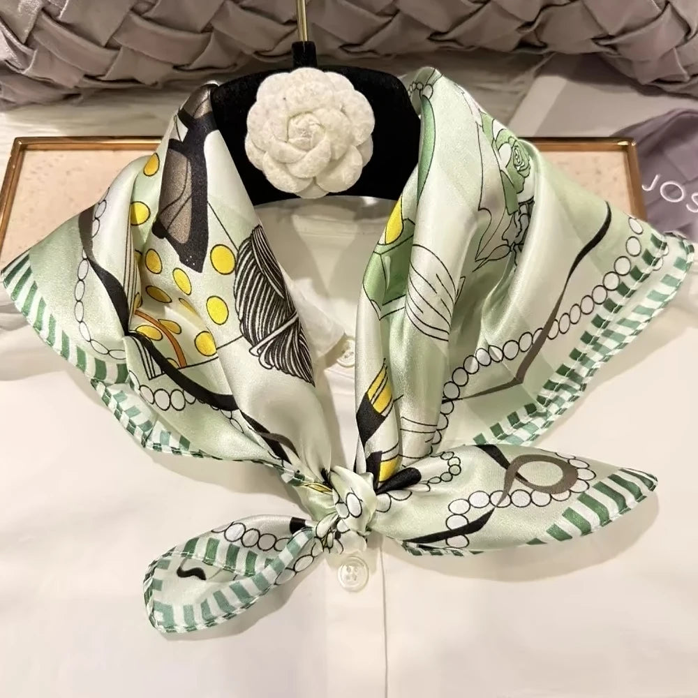 100% Silk Small Square Scarf Neckerchief for Women