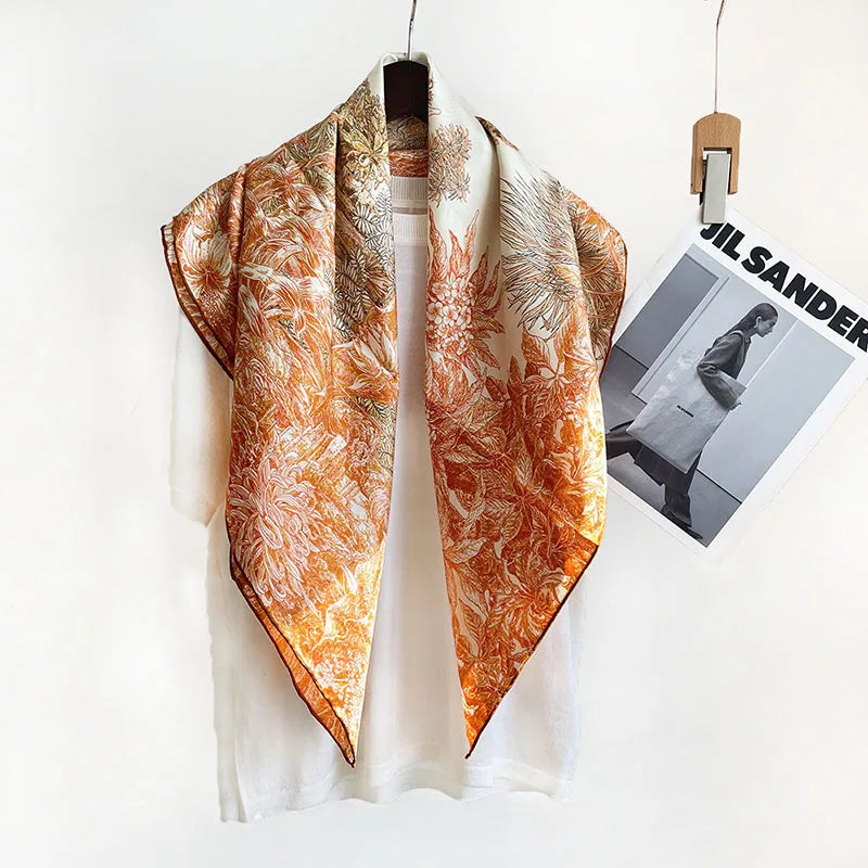 Large Square 100% Silk Scarf Neckerchief 90 Natural Silk Scarves