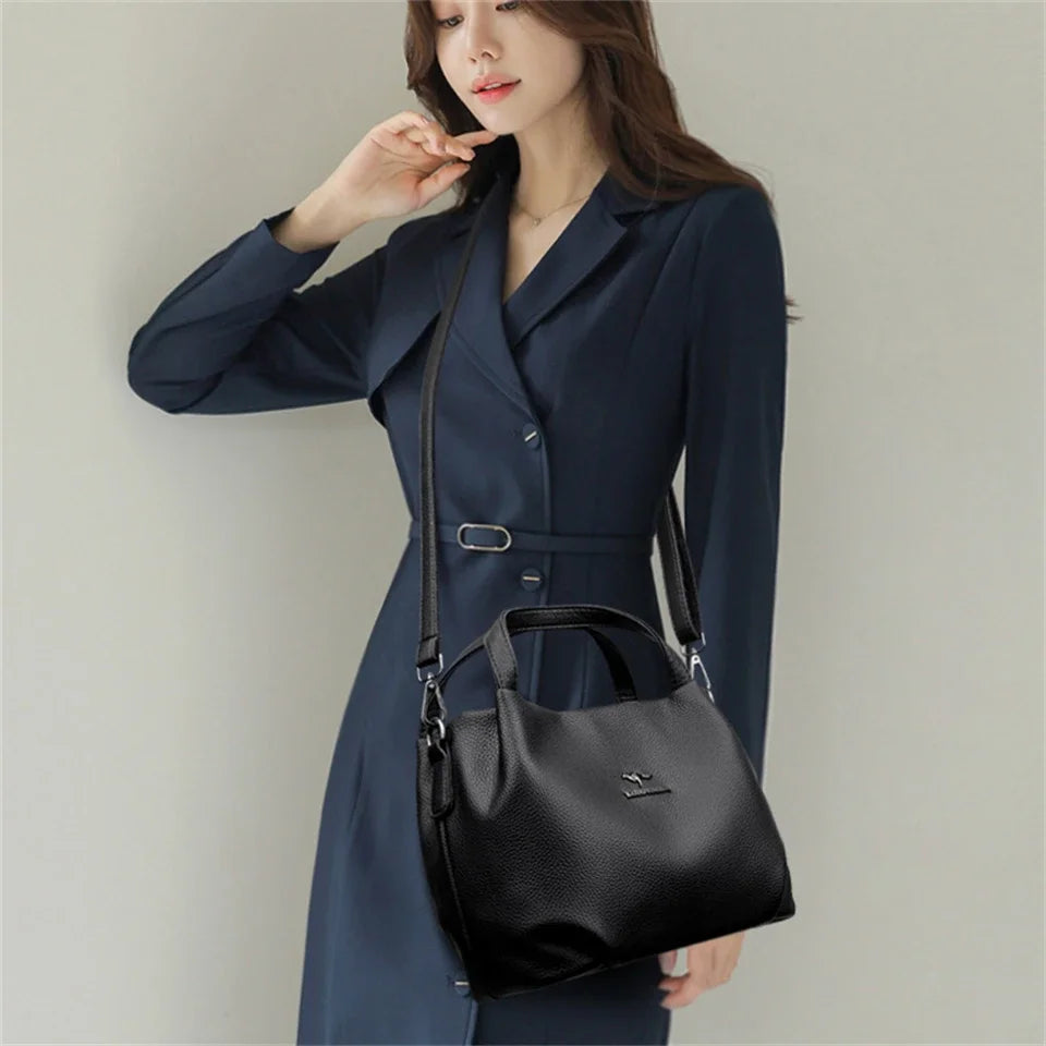 Soft Leather Top-Handle Bags Luxury Designer Handbag Solid Color Ladies Shoulder Bag