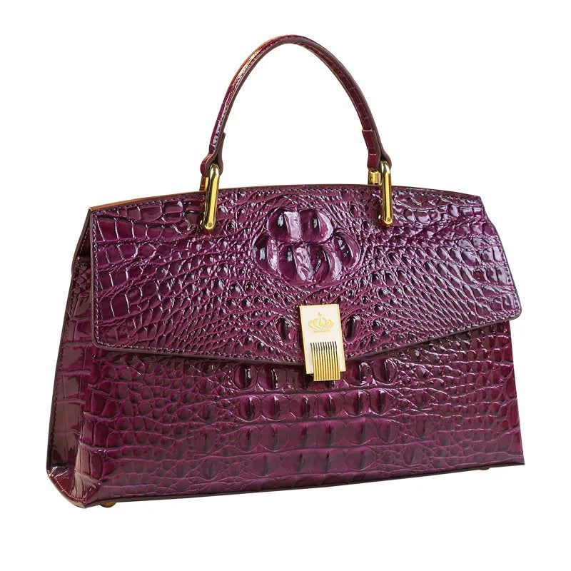 Luxury Design Cowhide High Quality Crocodile Print Handbag