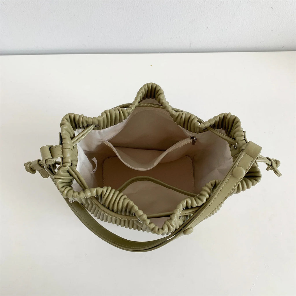 Luxury Fashion Pleated Bucket Shoulder Crossbody Bag