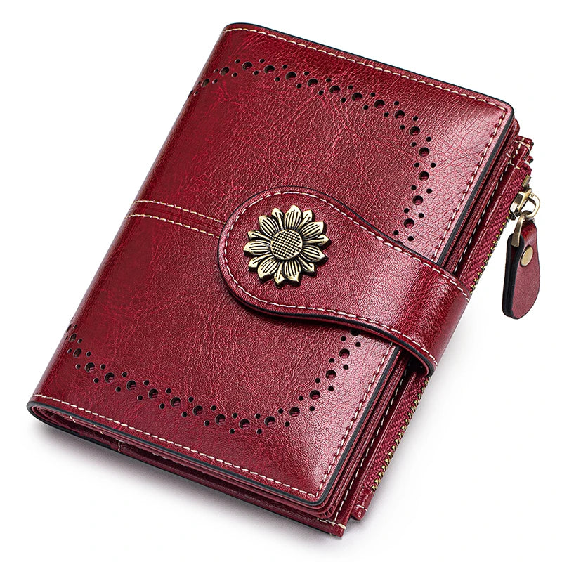 Genuine Leather RFID Wallet Women Clutch Credit Card Holder