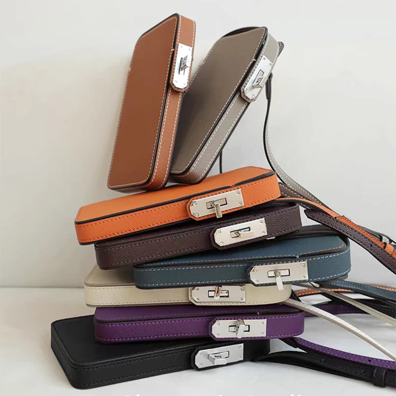 Luxury Design Phone Bag Woman Portable Genuine Leather Cross-body Bag Wallet