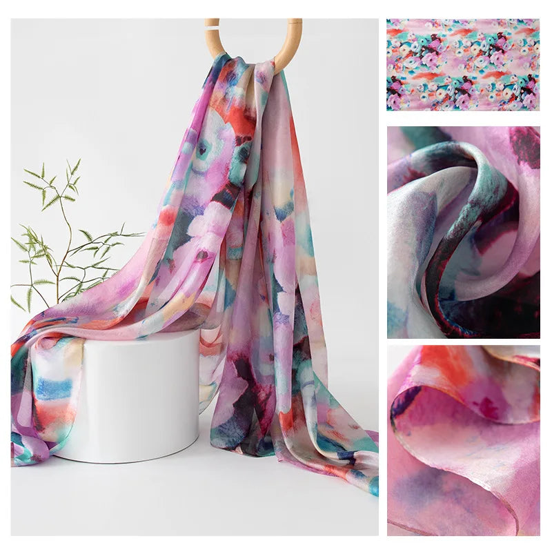 Luxury 100% Mulberry Silk Scarf Thin Breathable Shawl