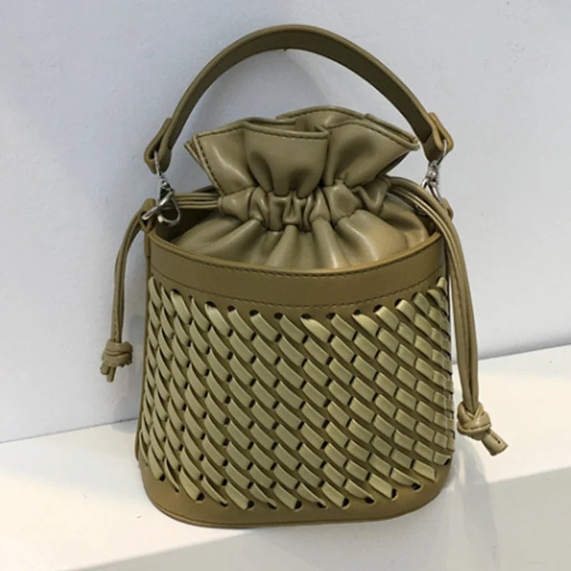High Quality Woven Bucket Bag Versatile Shoulder Crossbody Bag