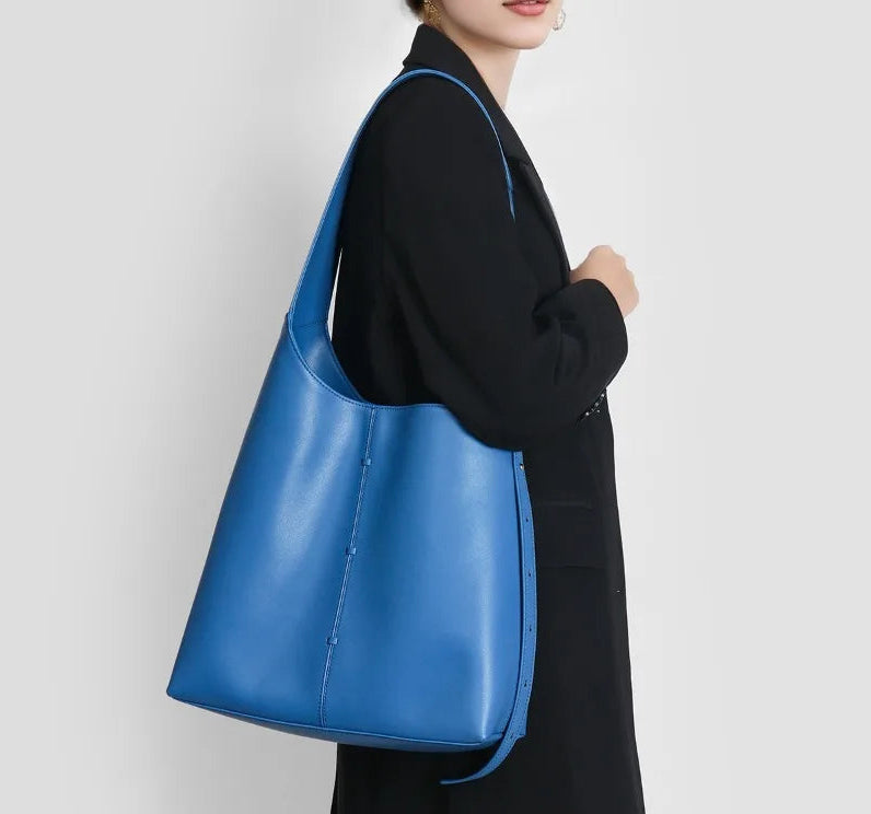 Genuine Leather Shoulder Bag Large Capacity Elegant Stylish