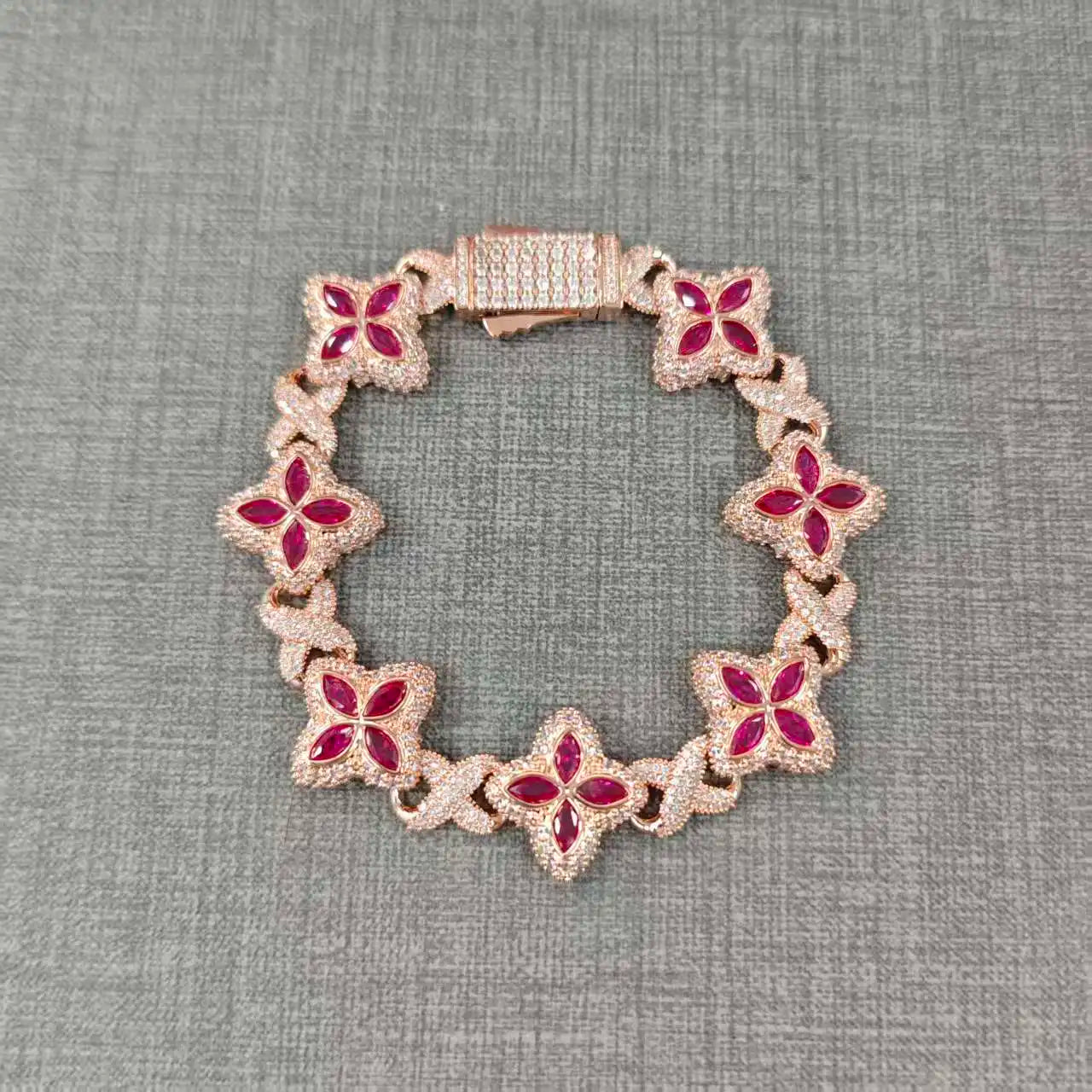 Iced Baguette CZ Floral Infinity Bracelet Jewelry