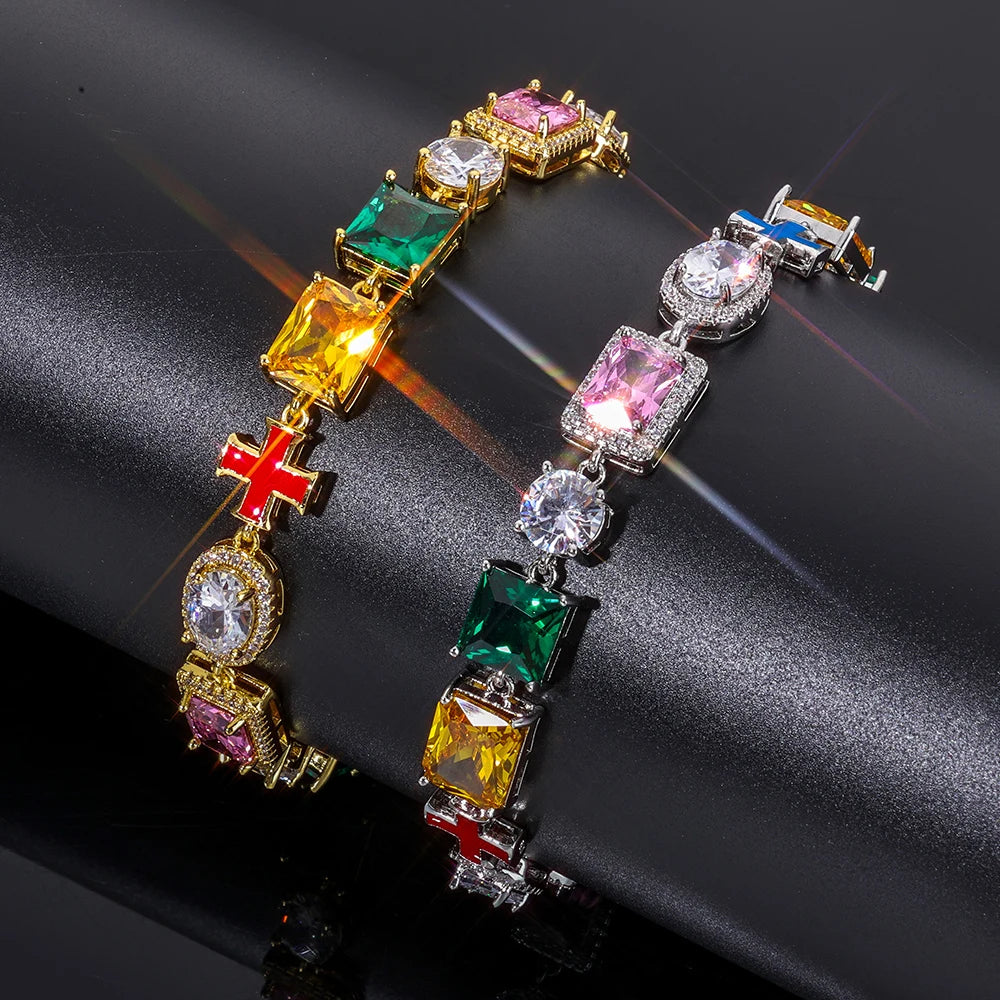 Multi Gemstone Bracelet Mixed Shape Rainbow Gems