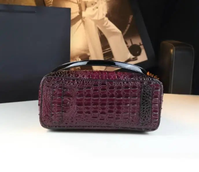 Genuine Leather Women Handbags Tote Bag Fashion Crocodile Print Bucket Bag