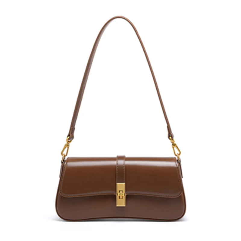 Genuine Leather Small Underarm Bag Women Retro Purse
