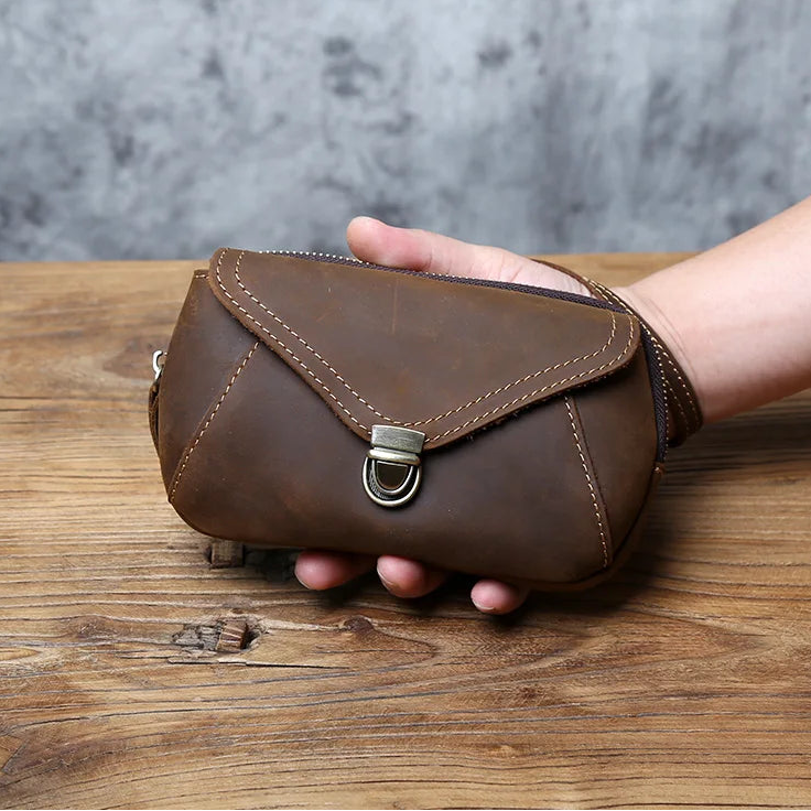Retro Leather Men's Mobile Phone Bag Crazy-horse Leather
