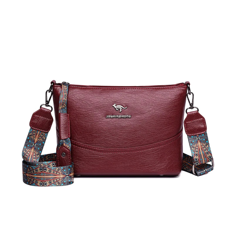 Solid Color Luxury Designer High Quality Leather Handbag Purses Multifunctional