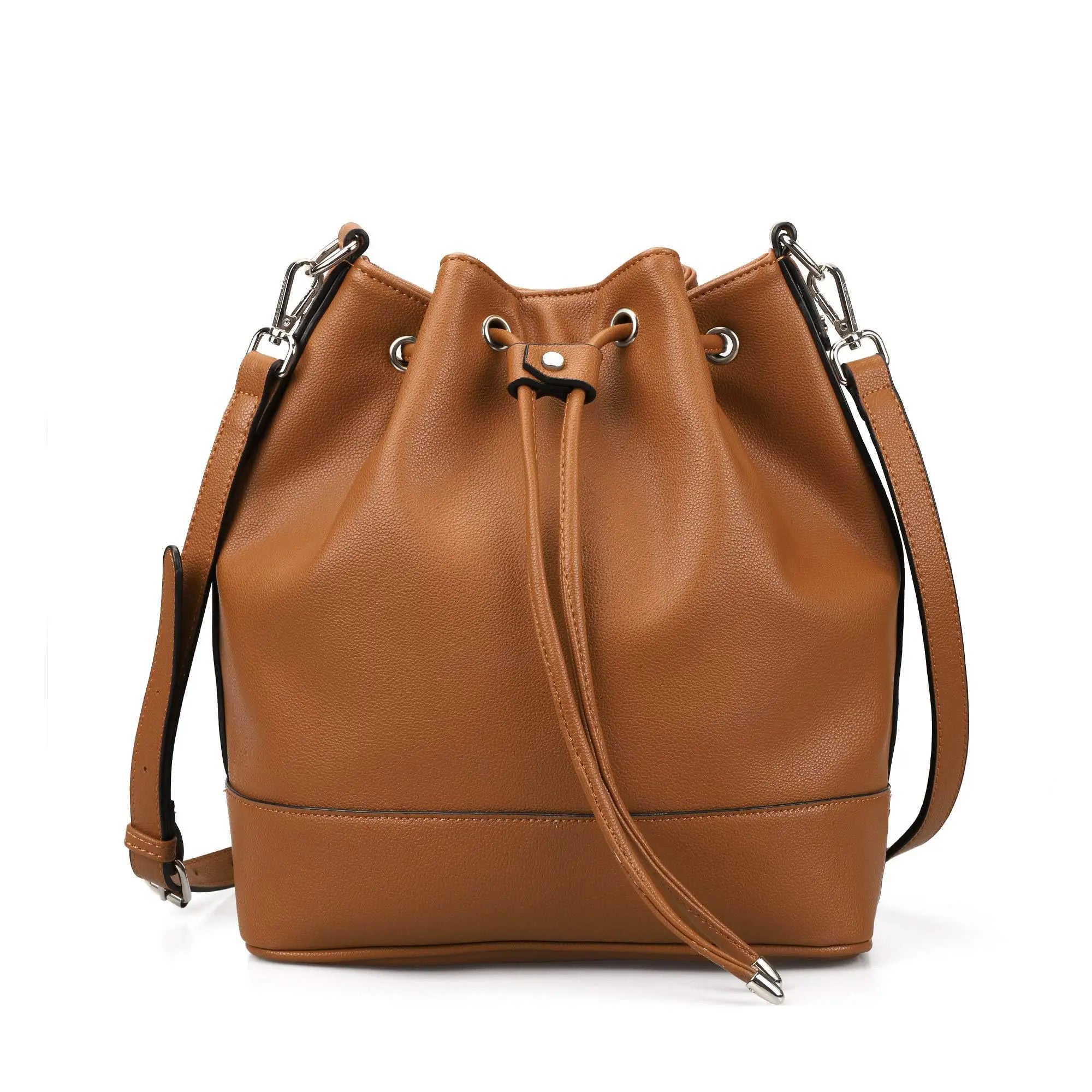 Leather Bucket Bags and Drawstring Crossbody Purse Medium Tote Stylish Handbags