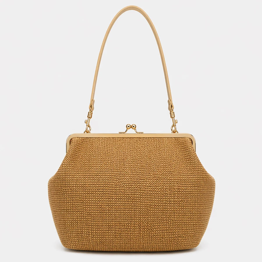 Fashion Large Striped Clip Shell Shoulder Bag Design