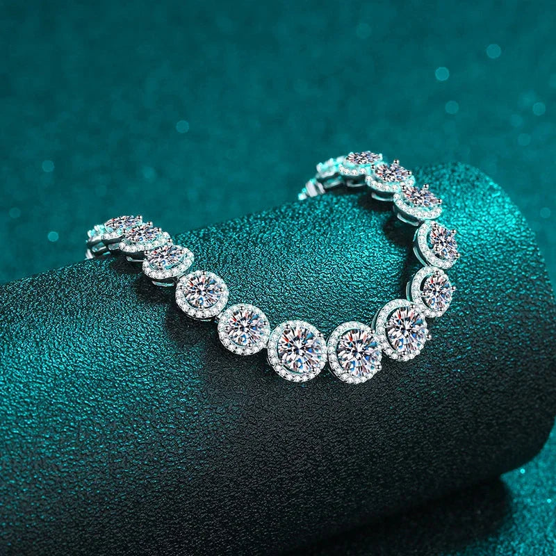 Moissanite Tennis Bracelet S925 Sterling Silver White Gold Plating Jewelry