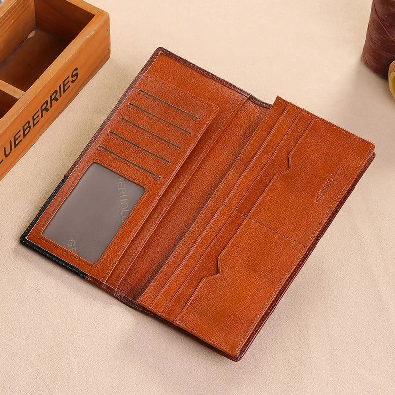 Genuine Leather Wallet Long Card Holder Organizer Wallet