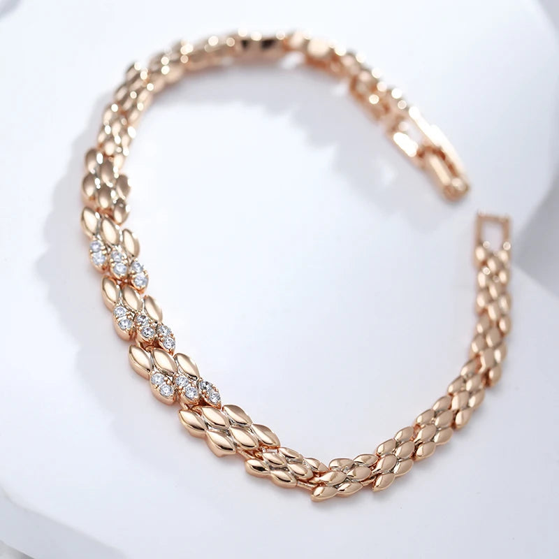 Fashion Rose Gold Color Bracelet Luxury Natural Zircon Fine Jewelry