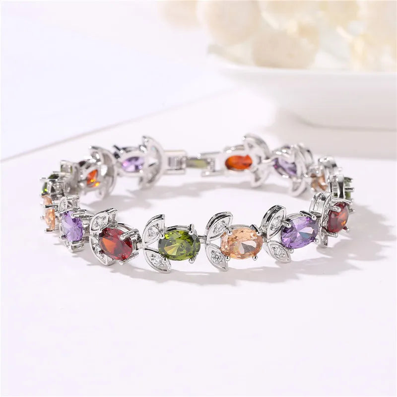 Fashionable Rose Gold Bracelet Moissanite Diamond Inlaid