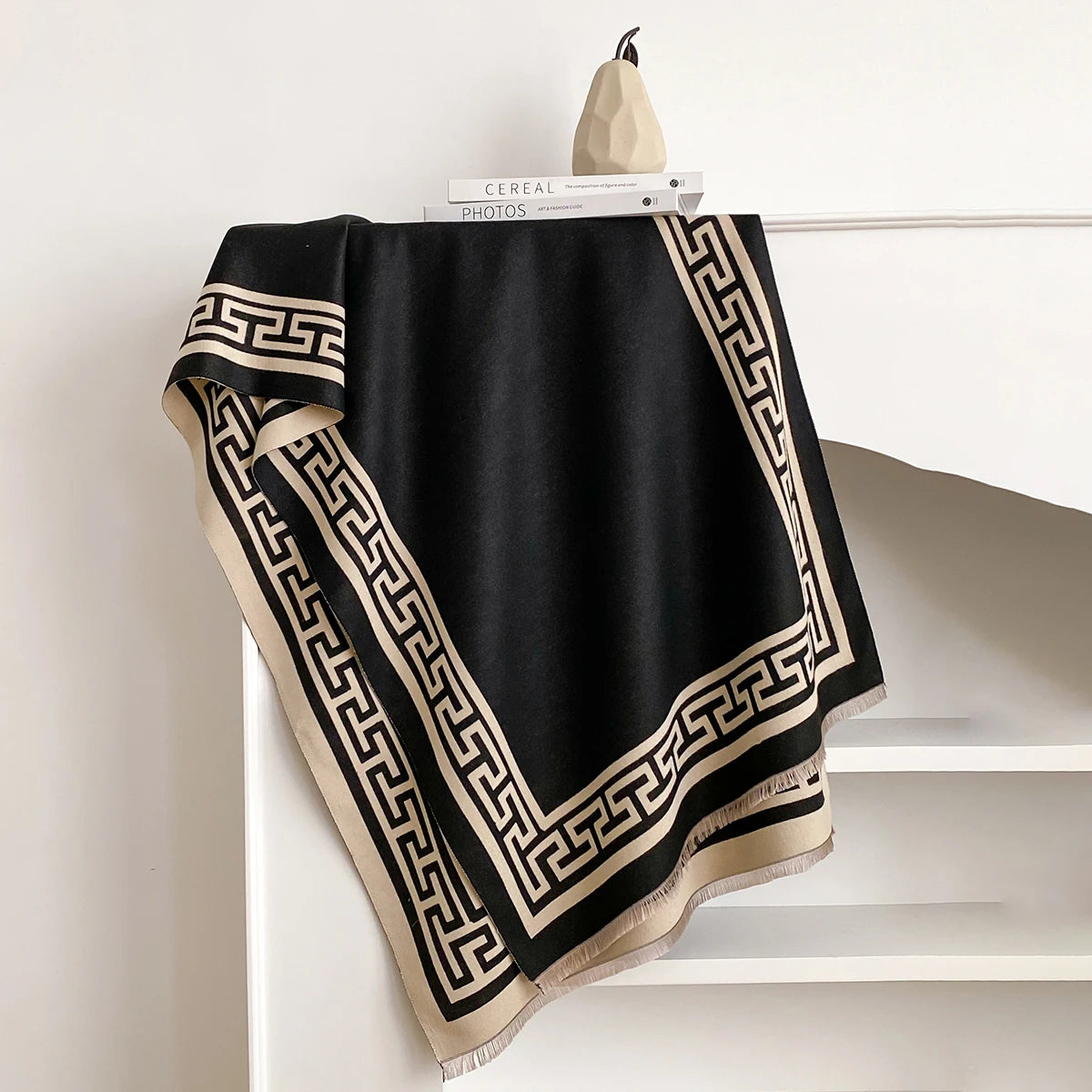 Women Geometry Print Shawl Warm Cashmere Luxury Scarf