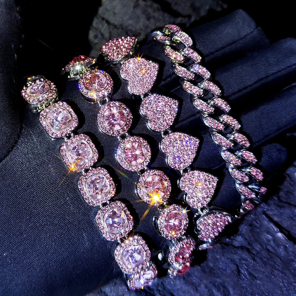 Iced Out Pink Crystal Bracelet Jewelry