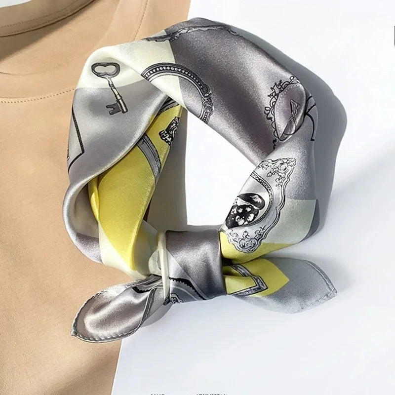 100% Real Silk Scarf Geometric Retro Fashion Scarves
