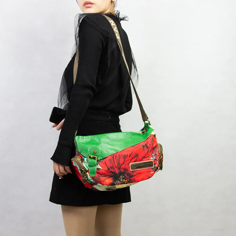Luxury Fashion Bag Canvas With Leather Flowers Shoulder Bag