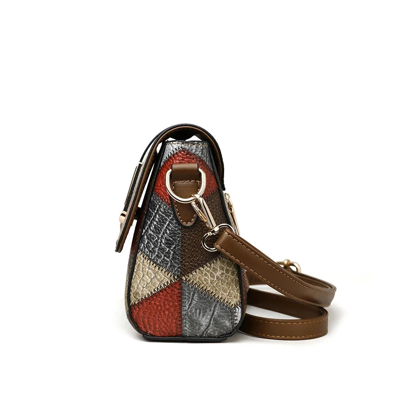 Flap Sling Shoulder Bags for Women Vintage Splicing Crossbody Messenger Bag Purse