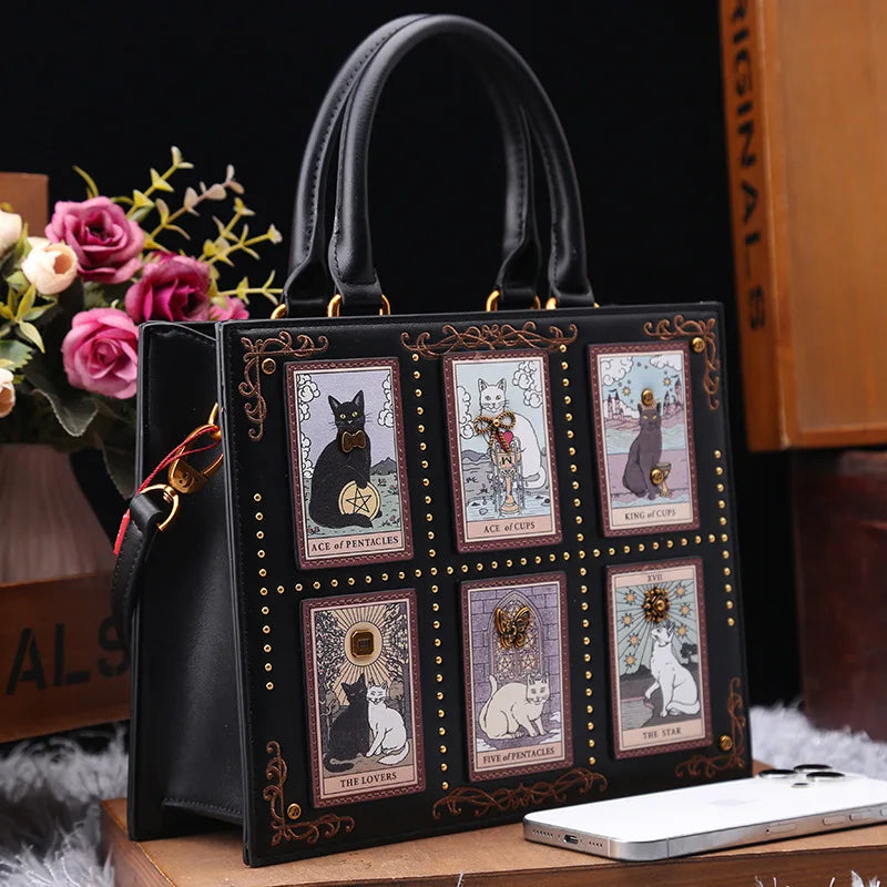 Luxury Cats Embroidered Large Capacity Shoulder Tote Bag