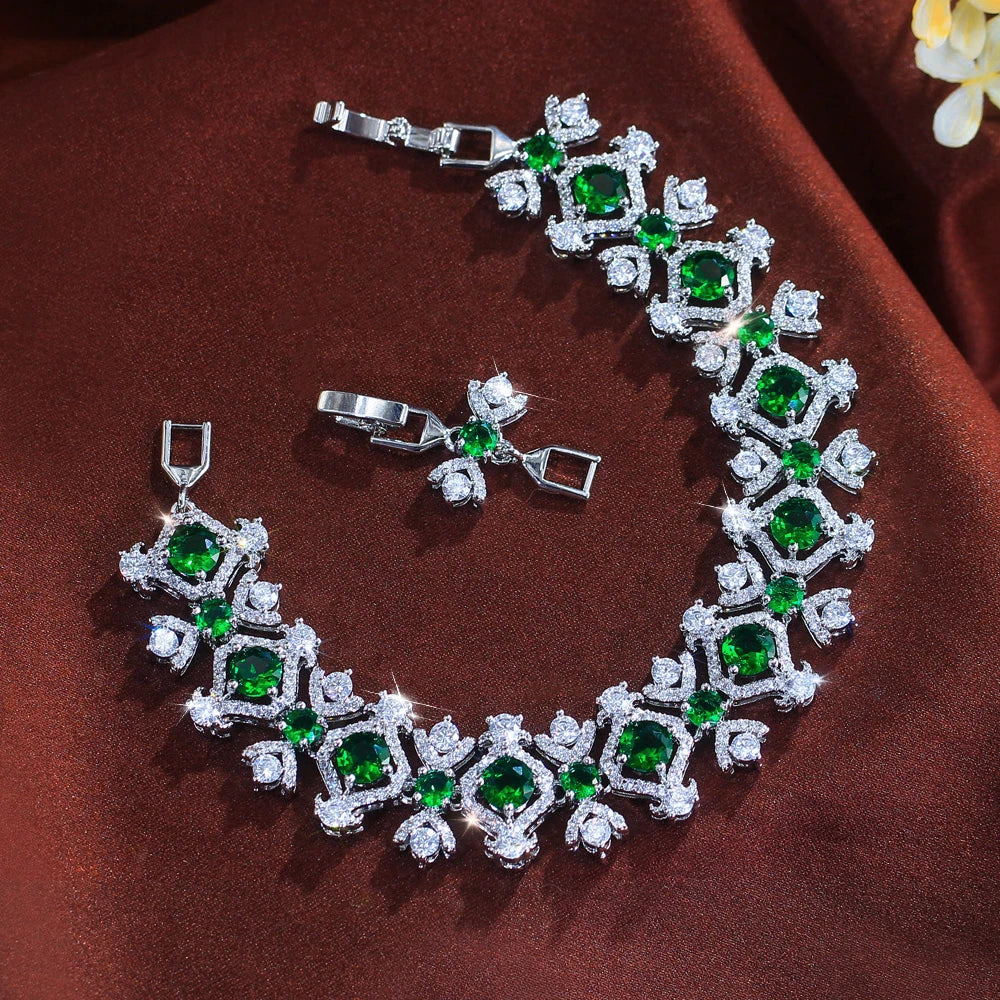 Luxury Shiny Round White Zirconia Geometric Shape Bracelet Jewelry for Women