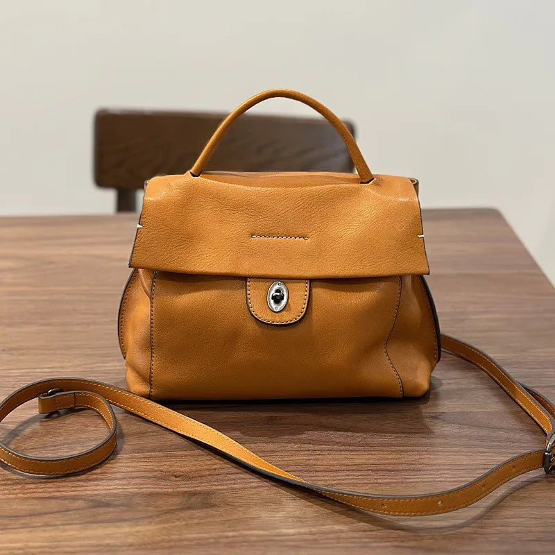 Handmade Retro Genuine Leather Bag Versatile Soft Cowhide