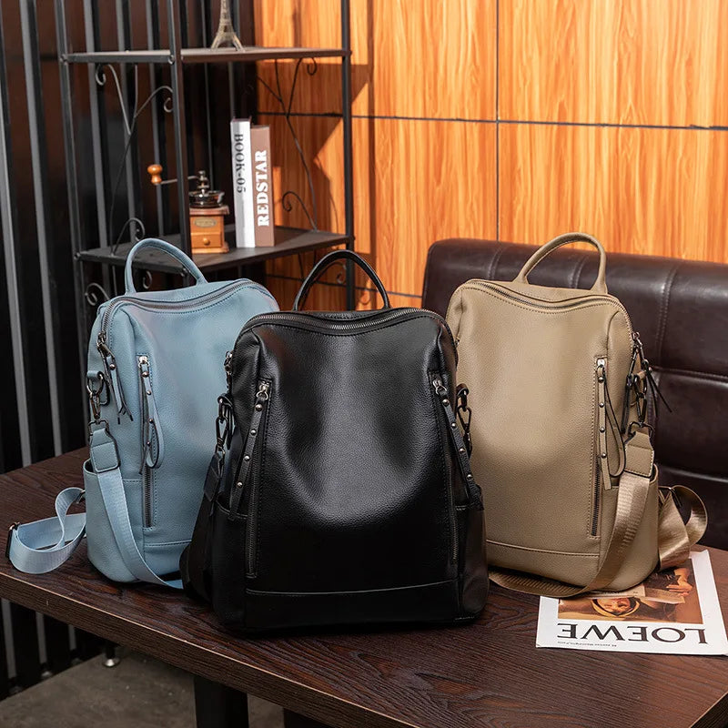 Genuine Leather Brand Backpack Fashion Travel Bag High Quality Bags Shoulder Bag