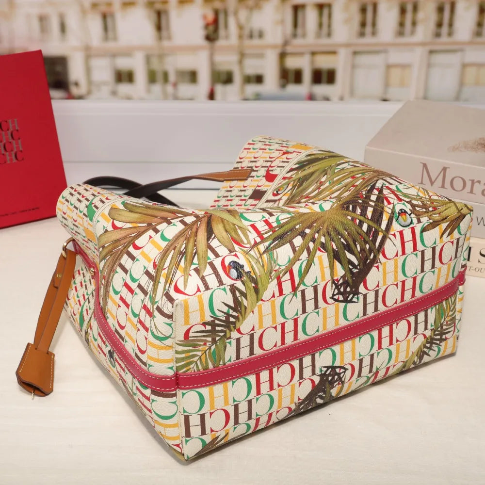 Women Bucket Bag Classic Letter Style Color Print Shoulder Bag