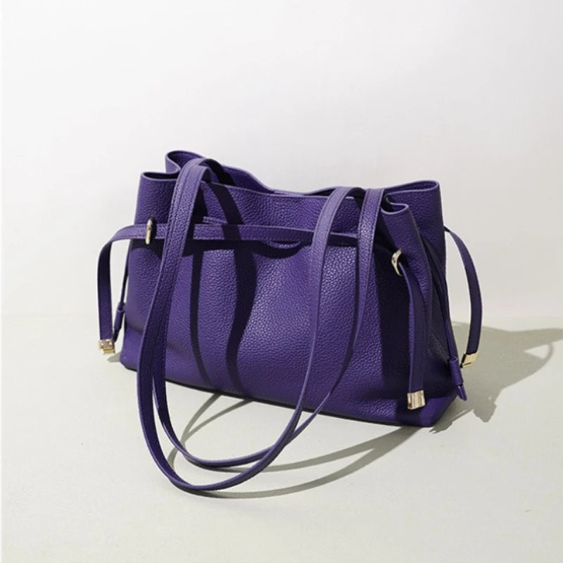 Genuine Leather Shoulder Bag Luxury Soft Retro Design