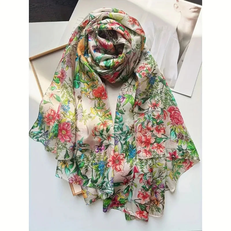 Large 100% Mulberry Silk Scarf Oblong Shawl Neck Scarf Wrap
