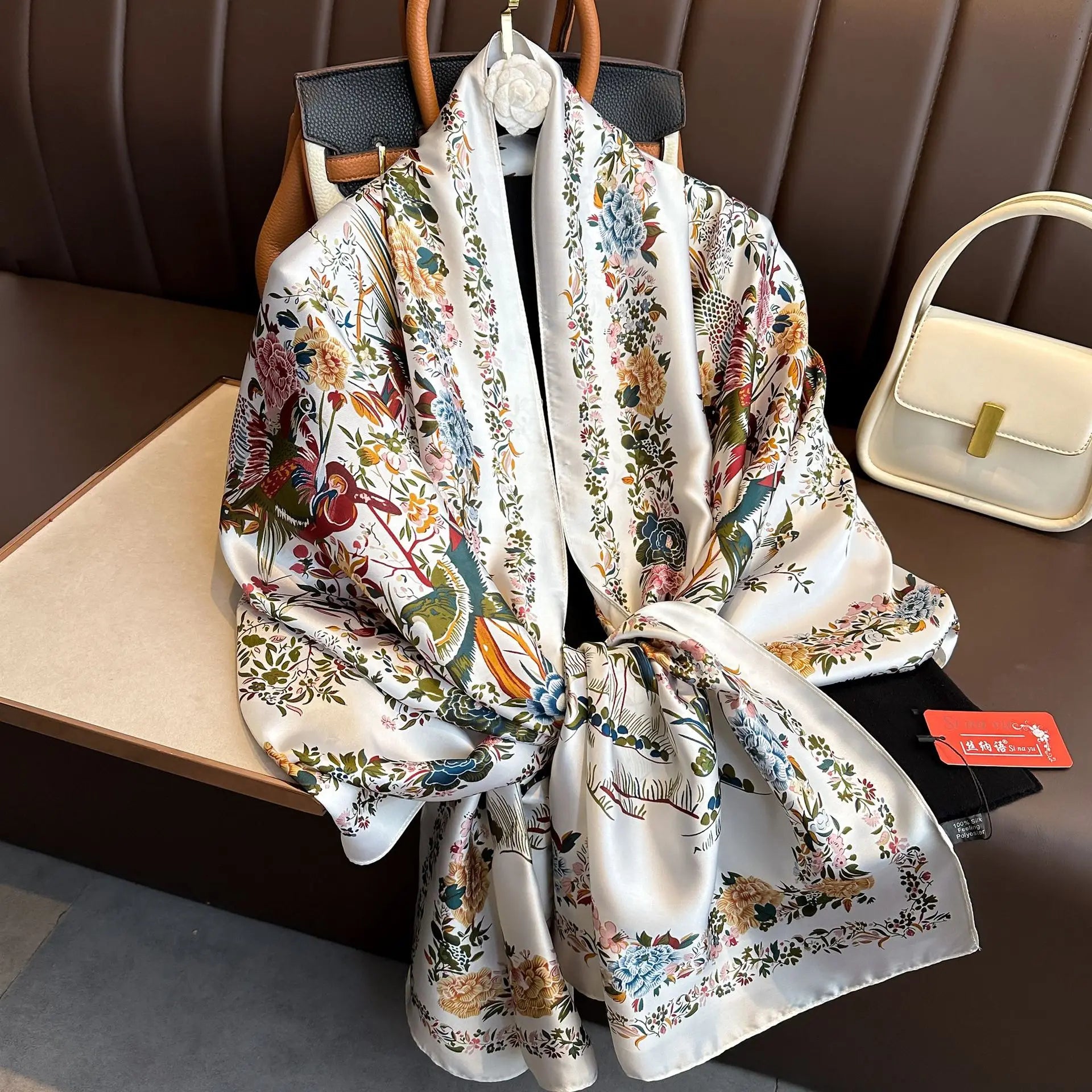 Luxury Brand Silk Scarves Women Fashion Print 180X90CM Long Silk Headscarf