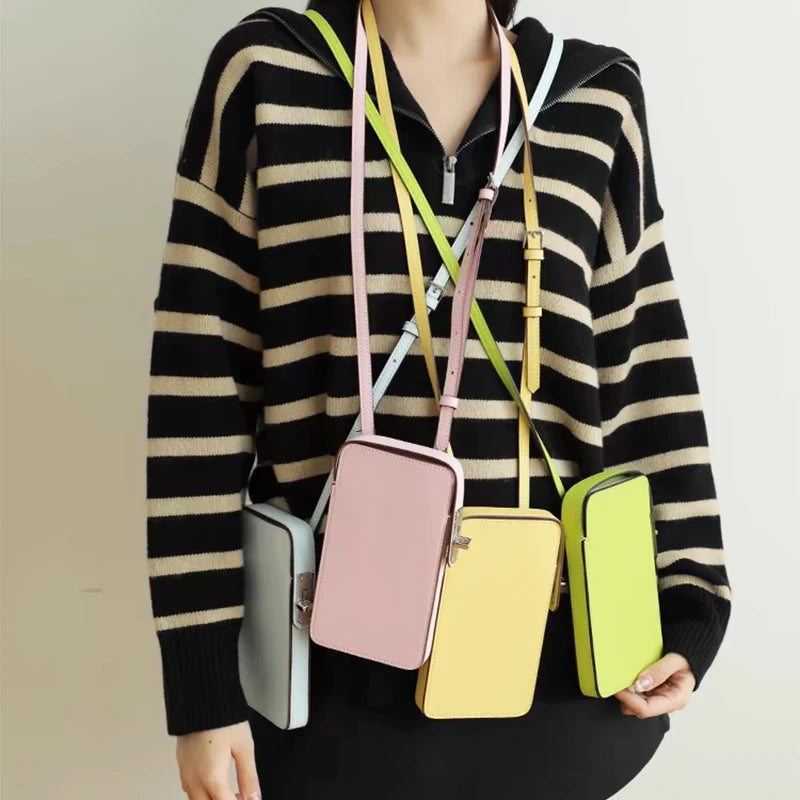 Luxury Design Phone Bag Woman Portable Genuine Leather Cross-body Bag Wallet