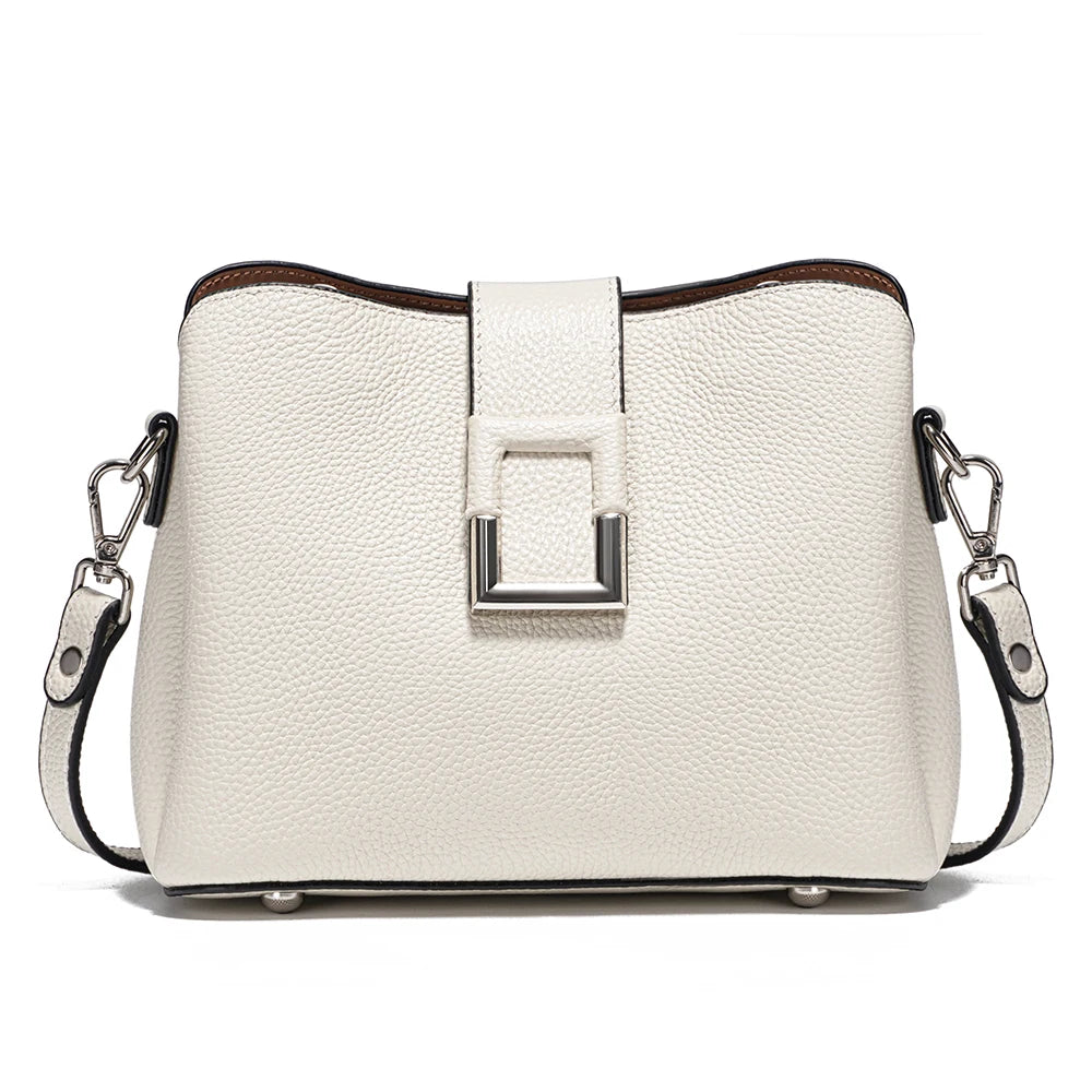 Genuine Leather Commuter Large Bucket Tote Handbag