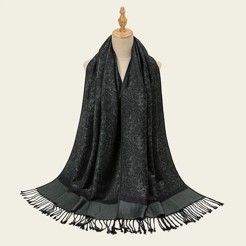 Retro Jacquard Paisley Tassel Scarf Cotton Shawls