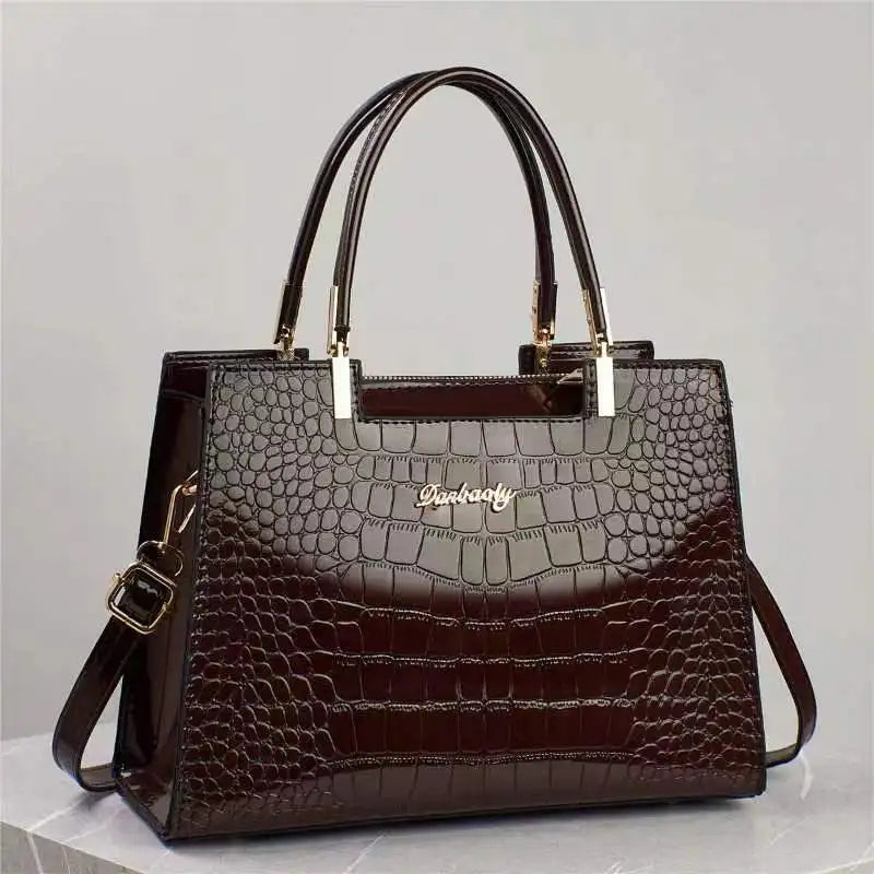 Luxury Patent Leather Handbags High-end Crocodile Pattern